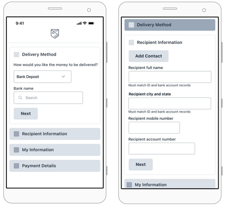 Design A — Accordion Wireframes
